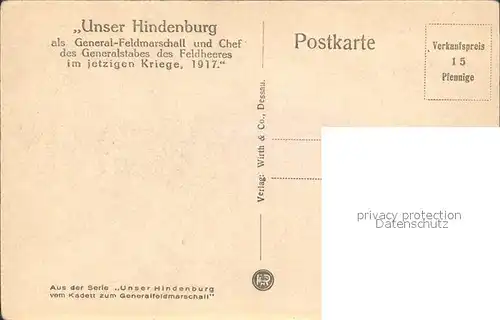 Militaria Generaele Stab Deutschland von Hindenburg orden WK 1 / Militaria /