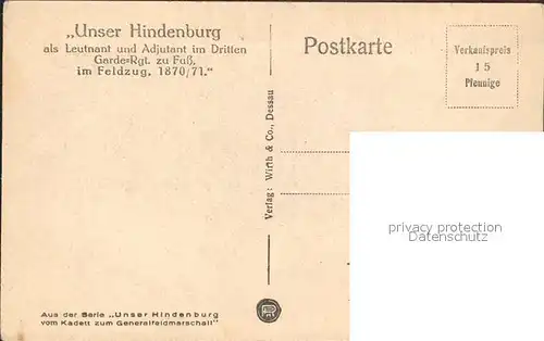 Militaria Generaele Stab Deutschland unser hindenburg im feldzug  / Militaria /