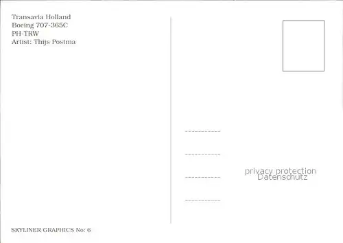 Flugzeuge Zivil Transavia Holland Boeing 707 365C PH TRW Kat. Airplanes Avions