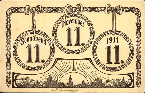 Datumskarte Sonnabend 11 November 1911 Kat. Besonderheiten