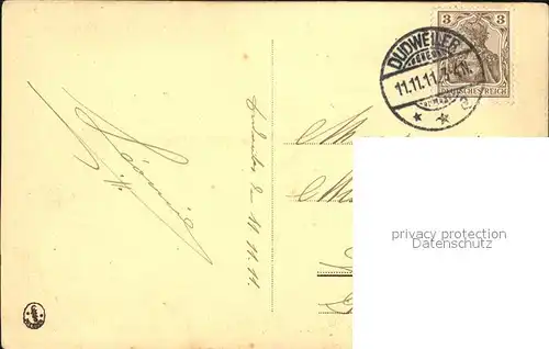 Datumskarte Sonnabend 11 November 1911 Kat. Besonderheiten