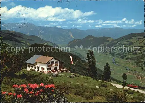 Zillertal Alpengasthof Kaltenbacher Skihuette mit Inntal und Rofangebirge Kat. Regionales