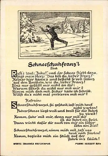 Liederkarte Schneeschuhfranz l Ski Langlauf  Kat. Musik
