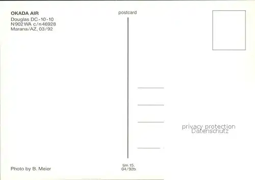 Flugzeuge Zivil Okada Air Douglas DC 10 10 N902WA c n 46928 Kat. Airplanes Avions