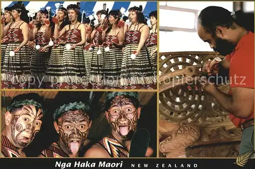 Handwerk Holzschnitzer Nga Haka Maori Poi dancers Haka  Kat. Handwerk