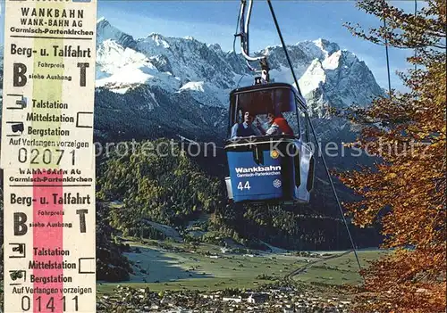 Seilbahn Wankbahn Garmisch Partenkirchen  Kat. Bahnen