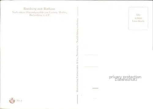 Moessler L. Bamberg mit Rathaus Kat. Kuenstlerkarte