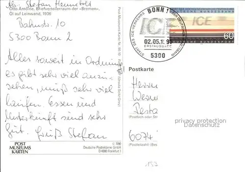 Post Briefverteilerraum der Bremen Kuenstlerkarte Otto Antoine  Kat. Berufe
