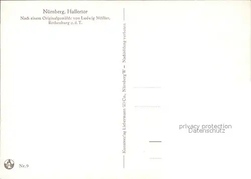 Moessler L. Nuernberg Hallertor  Kat. Kuenstlerkarte