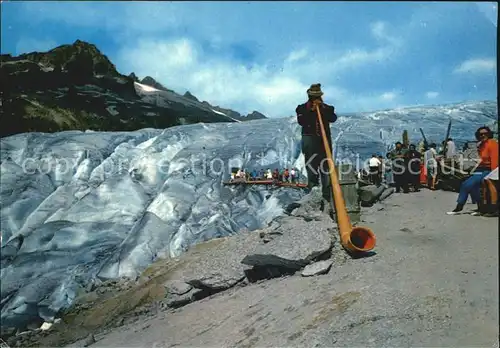 Alphorn Alphornblaeser Rhonegletscher  Kat. Musik