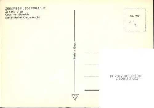 Trachten Holland Zeeuws Klederdracht  Kat. Trachten