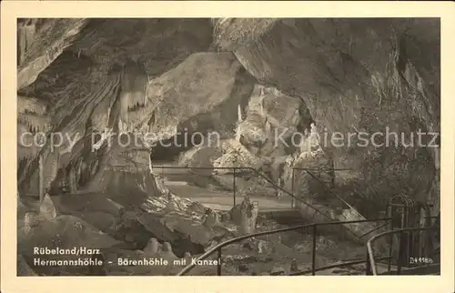 Hoehlen Caves Grottes Ruebeland Harz Hermannshoehle Baerenhoehle mit Kanzel  Kat. Berge