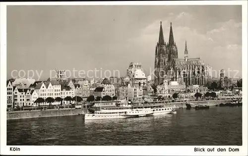 Dampfer Seitenrad Koeln am Rhein Dom Kat. Schiffe