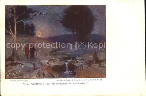 Kuenstlerkarte Hermann Hendrich Irrlichtertanz  Kat. Kuenstlerkarte