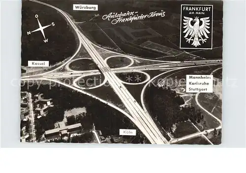 Autobahn Frankfurter Kreuz Fliegeraufnahme Kat. Autos