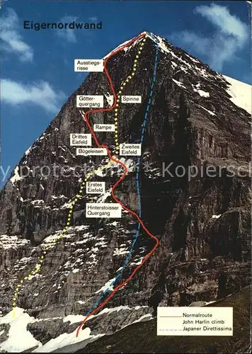 Bergsteigen Klettern Eigernordwand Normalroute  Kat. Bergsteigen