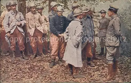 Militaria Kriegsgefangene WK1 Franzoesische Gefangene Stahlhelm