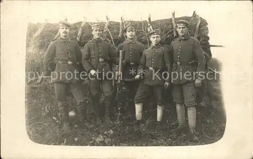 Militaria WK1 Soldaten Mit Maschinengewehr Kat. WK1