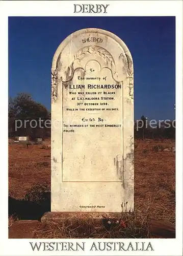 Tod P.C. Richardson Grave Derby West Kimberly Western Australia  Kat. Tod