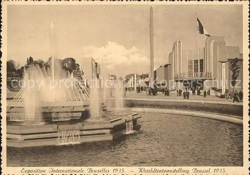 Exposition Internationale Bruxelles 1935 Jeux d eaux Place Louis Steens Kat. Expositions