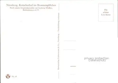 Moessler L. Nuernberg Kutscherhof im Brunnengaesschen  Kat. Kuenstlerkarte