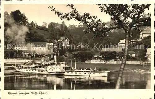 Dampfer Seitenrad Meissen Rathen Gasthaus Rosengarten  Kat. Schiffe