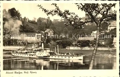 Dampfer Seitenrad Meissen Rathen Gasthaus Rosengarten  Kat. Schiffe