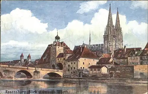 Verlag WIRO Wiedemann Nr. 2152 Regensburg Blick vom unteren Woerth  Kat. Verlage