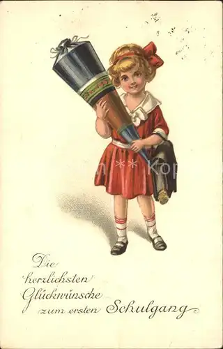 Schule Einschulung Schultuete Kind Litho Kat. Kinder