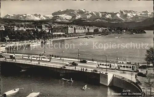 Strassenbahn Zuerich Utoquai Quaibruecke  Kat. Strassenbahn