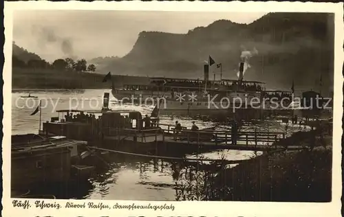 Dampfer Seitenrad Rathen Dampferanlegeplatz Kat. Schiffe