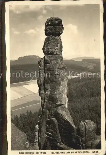 Klettern Bergsteigen Barbarine am Pfaffenstein  Kat. Bergsteigen