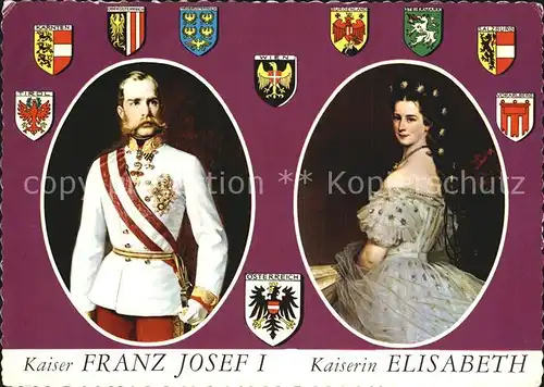 Adel oesterreich Kaiser Franz Josef I. Kaiser Elisabeth Wappen  Kat. Koenigshaeuser