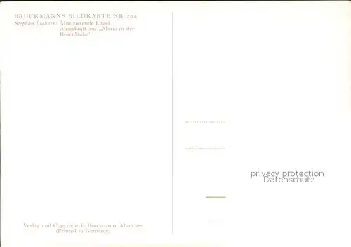 Verlag Bruckmann Nr. 209 Stephan Lochner Musizierende Engel  Kat. Verlage