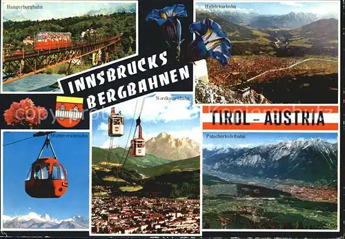 Seilbahn Muttereralm Nordkettenbahn Hungerburgbahn Innsbruck  Kat. Bahnen