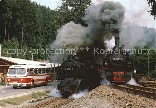Lokomotive Schmalspur Lokomotiven 99 5904 0 und 99 6001 4 Alexisbad  Kat. Eisenbahn