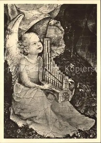 Kuenstlerkarte Lochner Engel Ausschnitt aus Maria im Rosenhag  Kat. Kuenstlerkarte