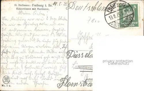 Hoffmann Heinrich Freiburg im Breisgau Kaiserstrasse Martinstor  Kat. Kuenstlerkarte