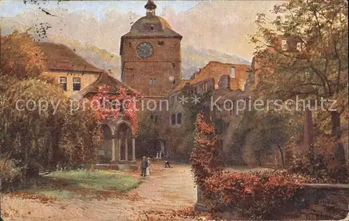 Hoffmann Heinrich Schloss Heidelberg Wartturm Ludwigsbau Ruprechtsbau Kat. Kuenstlerkarte