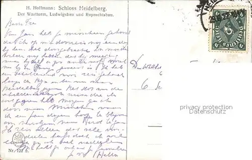 Hoffmann Heinrich Schloss Heidelberg Wartturm Ludwigsbau Ruprechtsbau Kat. Kuenstlerkarte