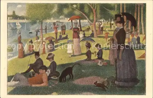 Kuenstlerkarte Georges Seurat Sonntag auf der Insel Grande Jatte Kat. Kuenstlerkarte