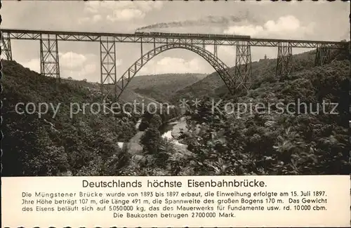 Bruecken Bridges Ponts Muengsten Eisenbahnbruecke 