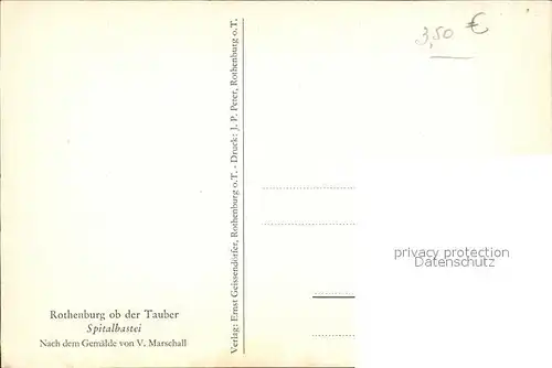 Marschall Vinzenz Rothenburg Tauber Spitalbastei Kat. Kuenstlerkarte