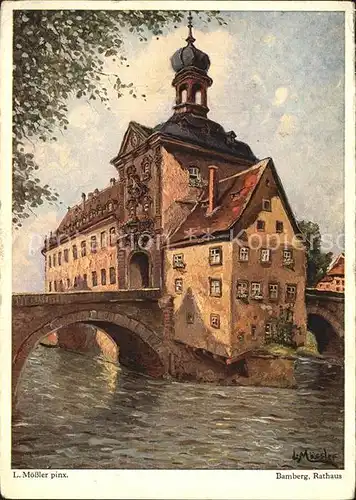 Moessler L. Bamberg Rathaus  Kat. Kuenstlerkarte