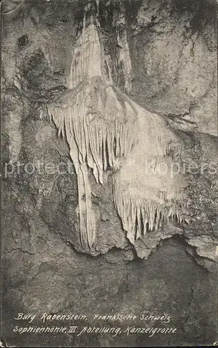 Hoehlen Caves Grottes Sophienhoehle III. Abteilung Kanzelgrotte Burg Rabenstein Kat. Berge