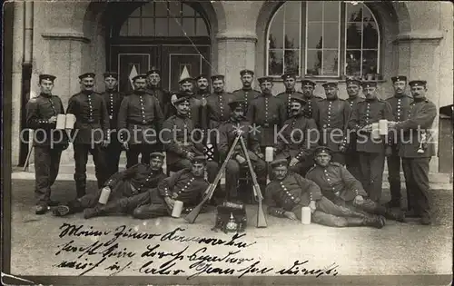 Militaria WK1 Bayern Muenchen Gruppenfoto Bierkrug Gewehr 