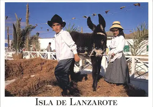 Esel Tiere Isla de Lanzarote Kinder Trachten  Kat. Tiere