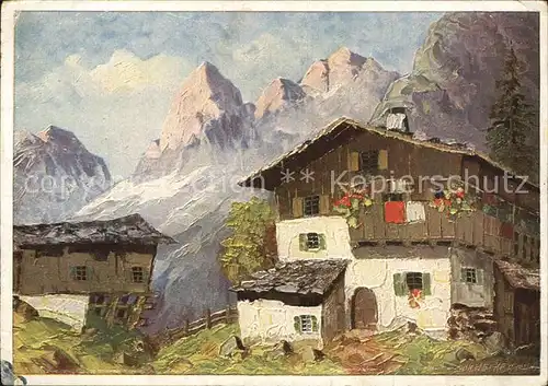 Kuenstlerkarte J. Hecker Berghaus Berge Natur  Kat. Kuenstlerkarte
