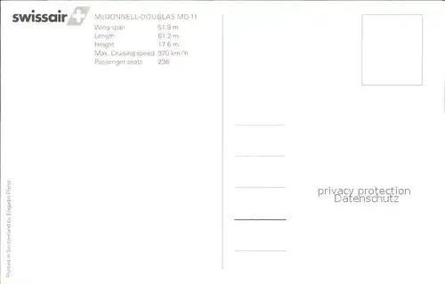 Swissair McDonnell Douglas MD 11 Kat. Flug