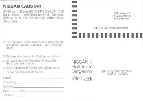 Autos Nissan Cabstar  Kat. Autos